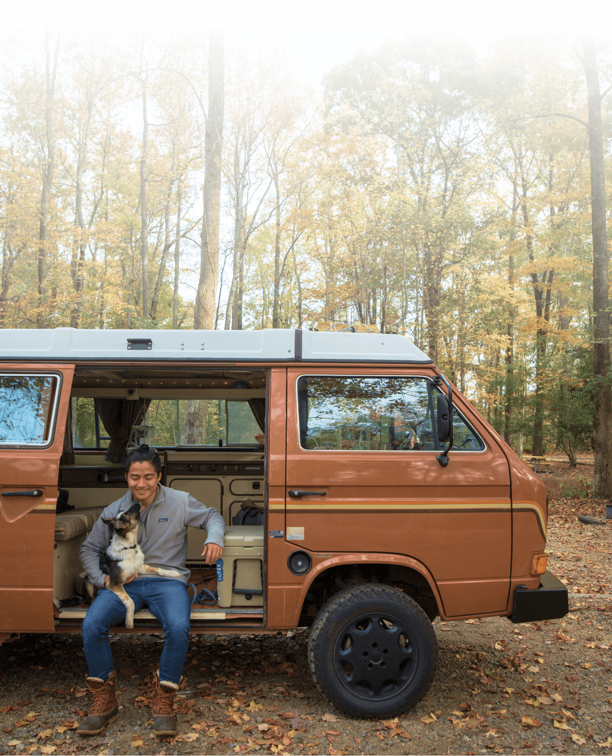 Picture of Jeff with border collie in van